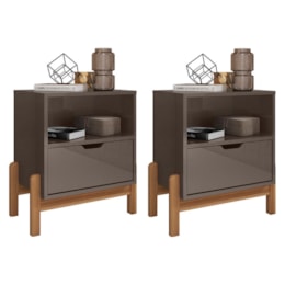 Kit 2 Mesas de Cabeceira Antares 1 Gaveta Cinza Pérola - Casa D Kit 2 Mesas de Cabeceira Antares 1 Gaveta Cinza Pérola - Casa D