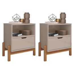 Kit 2 Mesas de Cabeceira Antares 1 Gaveta Off White - Casa D Kit 2 Mesas de Cabeceira Antares 1 Gaveta Off White - Casa D
