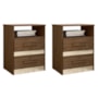 Kit 2 Mesas de Cabeceira Apolo 2 Gavetas Flex Castanho Wood/Avelã Wood - Moval