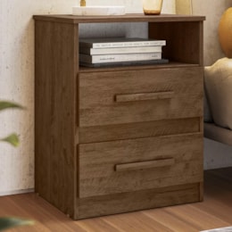 Kit 2 Mesas de Cabeceira Apolo 2 Gavetas Flex Castanho Wood - Moval