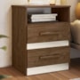 Kit 2 Mesas de Cabeceira Apolo 2 Gavetas Flex Castanho Wood/Off White - Moval