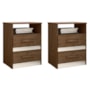 Kit 2 Mesas de Cabeceira Apolo 2 Gavetas Flex Castanho Wood/Off White - Moval