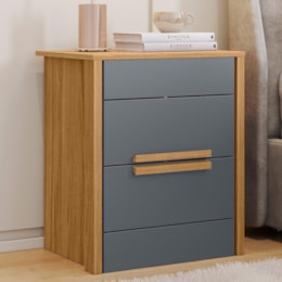 Kit 2 Mesas de Cabeceira Dhara 2 Gavetas Freijó/Cinza - Moval Kit 2 Mesas de Cabeceira Dhara 2 Gavetas Freijó/Cinza - Moval