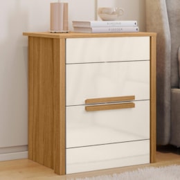 Kit 2 Mesas de Cabeceira Dhara 2 Gavetas Freijó/Off White - Moval Kit 2 Mesas de Cabeceira Dhara 2 Gavetas Freijó/Off White - Moval