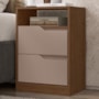 Kit 2 Mesas de Cabeceira Sole 2 Gavetas Flex Capuccino/Nogueira - Móveis Albatroz