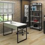 Kit 2 Mesas de Escritório 120 e 2 Estantes Office Industrial Branco com 2 Cadeiras Studio Ind - PR Móveis