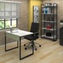 Kit 2 Mesas de Escritório 90 e 2 Estantes Office Industrial Branco com 2 Cadeiras Studio Ind - PR Móveis