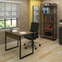Kit 2 Mesas de Escritório 90 e 2 Estantes Office Industrial Nogal Sevilha com 2 Cadeiras Studio Ind - PR Móveis