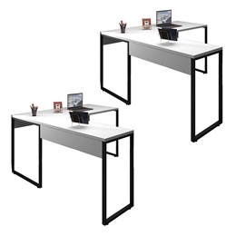Kit 2 Mesas de Escritório em L 150x120 Office Industrial Branco - PR Móveis