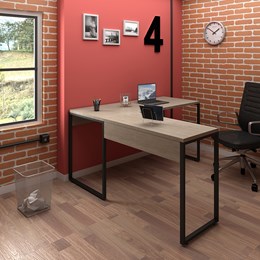 Kit 2 Mesas de Escritório em L 150x150 Office Industrial Carvalho Bruma - PR Móveis