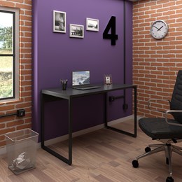 Kit 2 Mesas de Escritório Office Industrial 120 e 2 Cadeiras Studio Ind Preto - PR Móveis