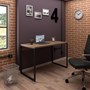 Kit 2 Mesas de Escritório Office Industrial 120 Nogal Sevilha e Cadeira Studio Ind Preto - PR Móveis