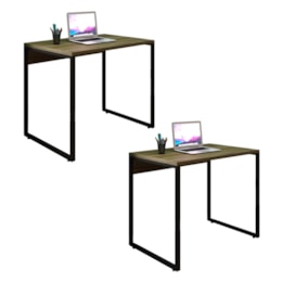 Kit 2 Mesas de Escritório Office Industrial 90 Nogal Málaga - PR Móveis