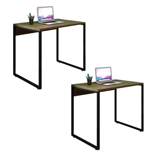 Kit 2 Mesas de Escritório Office Industrial 90 Nogal Málaga - PR Móveis