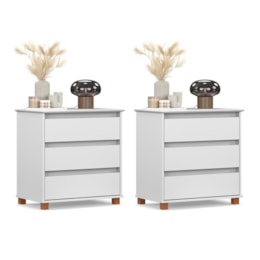 Kit 2 Mini Cômoda EJ 3 Gavetas Branco – EJ Móveis