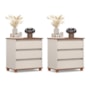 Kit 2 Mini Cômoda EJ 3 Gavetas Off White/Freijó – EJ Móveis