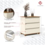Kit 2 Mini Cômoda EJ 3 Gavetas Off White/Freijó – EJ Móveis