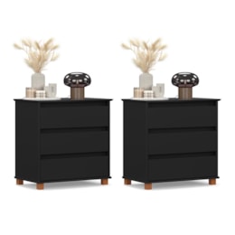 Kit 2 Mini Cômoda EJ 3 Gavetas Preto – EJ Móveis