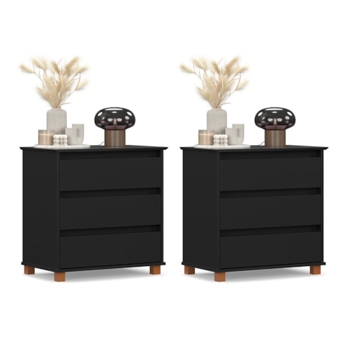 Kit 2 Mini Cômoda EJ 3 Gavetas Preto – EJ Móveis