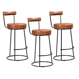 Kit 3 Banquetas Miami 96cm Couríssimo Amarula - Salaone Kit 3 Banquetas Miami 96cm Couríssimo Amarula - Salaone