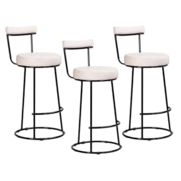 Kit 3 Banquetas Miami 96cm Couríssimo Branco - Salaone Kit 3 Banquetas Miami 96cm Couríssimo Branco - Salaone