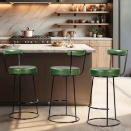 Kit 3 Banquetas Miami 96cm Couríssimo Verde - Salaone Kit 3 Banquetas Miami 96cm Couríssimo Verde - Salaone