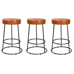 Kit 3 Banquetas Roma 70cm Couríssimo Amarula - Salaone Kit 3 Banquetas Roma 70cm Couríssimo Amarula - Salaone