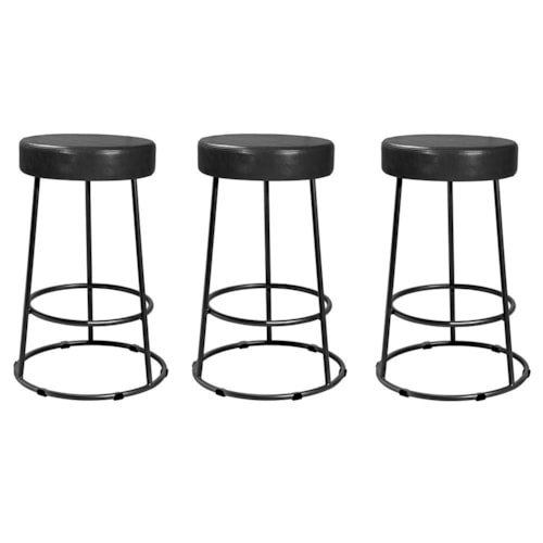 Kit 3 Banquetas Roma 70cm Couríssimo Preto - Salaone