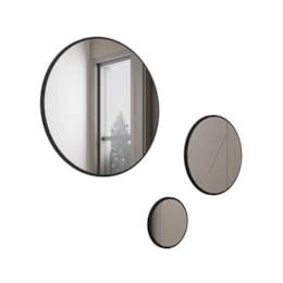 Kit 3 Espelhos Redondos Decorativos Oásis - PR Móveis Preto Kit 3 Espelhos Redondos Decorativos Oásis - PR Móveis Preto