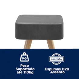 Kit 4 Banquetas Dubai 70cm Couríssimo Preto - Salaone Kit 4 Banquetas Dubai 70cm Couríssimo Preto - Salaone
