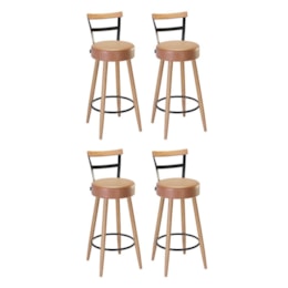 Kit 4 Banquetas Moscou 98cm Couríssimo Amarula - Salaone Kit 4 Banquetas Moscou 98cm Couríssimo Amarula - Salaone