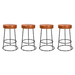 Kit 4 Banquetas Roma 70cm Couríssimo Amarula - Salaone Kit 4 Banquetas Roma 70cm Couríssimo Amarula - Salaone