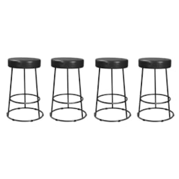 Kit 4 Banquetas Roma 70cm Couríssimo Preto - Salaone Kit 4 Banquetas Roma 70cm Couríssimo Preto - Salaone