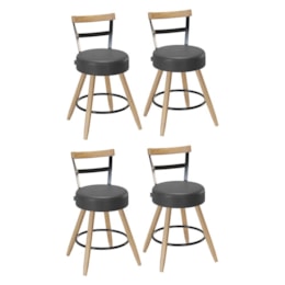 Kit 4 Cadeiras Moscou 79cm Couríssimo Preto - Salaone Kit 4 Cadeiras Moscou 79cm Couríssimo Preto - Salaone