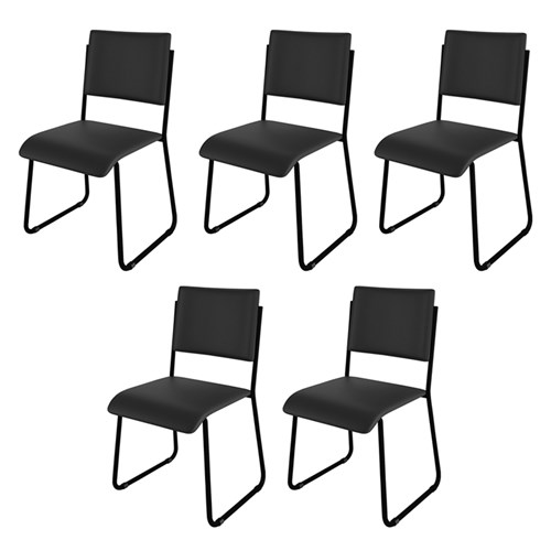 Kit 5 Cadeiras Mundi Preto - Móveis Belo