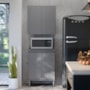 Kit de Cozinha 2 Peças com Balcão Micro-ondas e Armário Aéreo 2 Portas Cinza – EJ Móveis