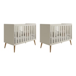 Kit Gêmeos Berço Americano Isis Areia - Reller Móveis