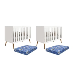 Kit Gêmeos Berço Americano Isis Branco com Colchões Baby Physical - Reller Móveis