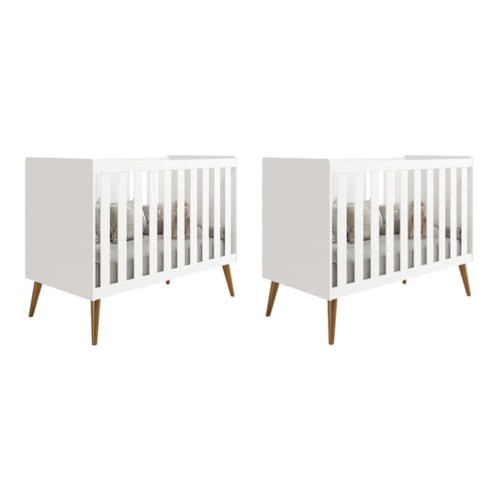 Kit Gêmeos Berço Americano Isis Branco - Reller Móveis