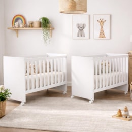 Kit Gêmeos Berço Americano Tico Branco Brilho - Reller Móveis
