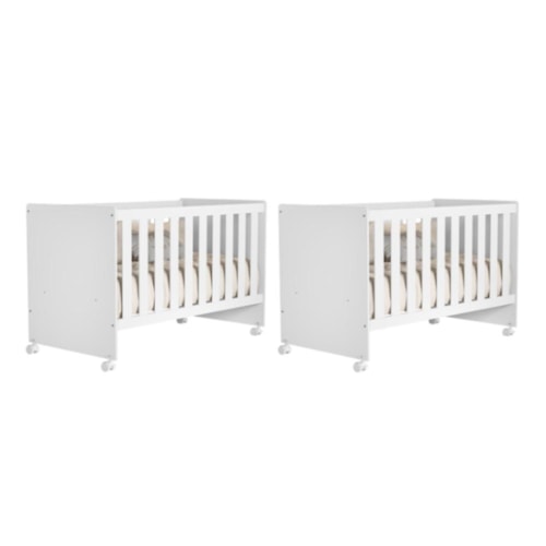 Kit Gêmeos Berço Americano Tico Branco Brilho - Reller Móveis