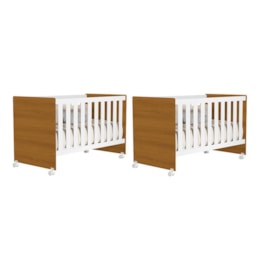Kit Gêmeos Berço Americano Tico Branco/Savana - Reller Móveis