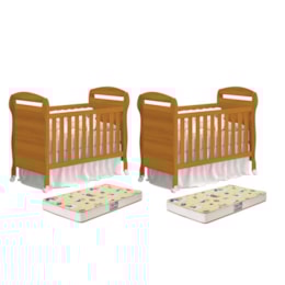 Kit Gêmeos Berço Mini Cama Danny Savana com Colchões Supreme - Reller Móveis