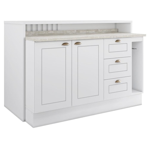 Kit Ilha Gourmet com Balcão 120cm e Porta Toalha Americana Branco - Móveis Henn