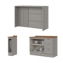 Kit Ilha Gourmet com Balcão 120cm e Porta Toalha Americana Cinza - Móveis Henn