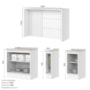 Kit Ilha Gourmet com Balcões 80cm, 40cm e Porta Toalha Americana Branco - Móveis Henn