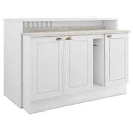 Kit Ilha Gourmet com Balcões 80cm, 40cm e Porta Toalha Americana Branco - Móveis Henn