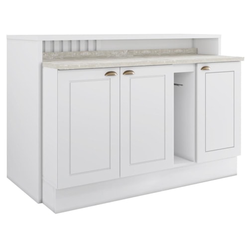 Kit Ilha Gourmet com Balcões 80cm, 40cm e Porta Toalha Americana Branco - Móveis Henn