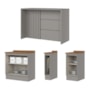 Kit Ilha Gourmet com Balcões 80cm, 40cm e Porta Toalha Americana Cinza - Móveis Henn