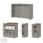 Kit Ilha Gourmet com Balcões 80cm, 40cm e Porta Toalha Americana Cinza - Móveis Henn